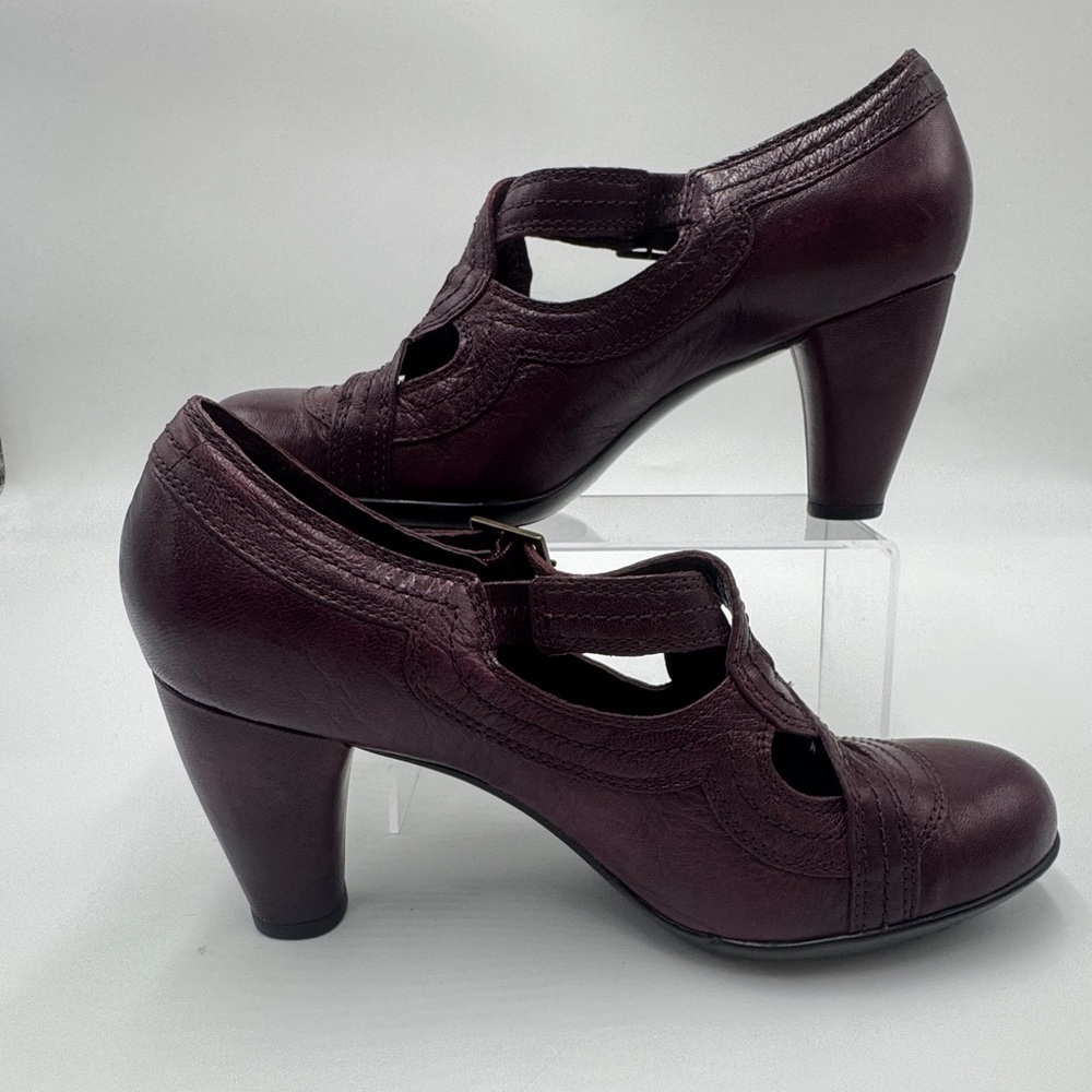 Indigo By Clarks Vintage Retro Leather Y2K Heels Plum Size 9m Rare - Picture 3 of 12